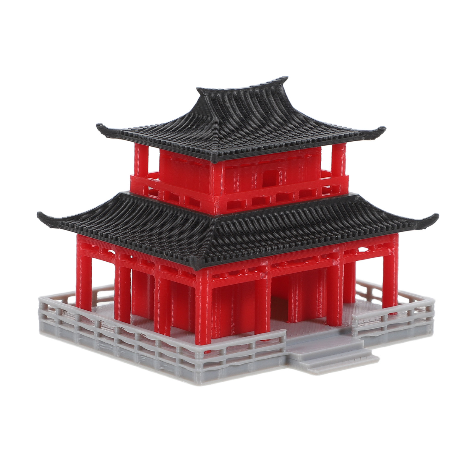 Aquarium Fish In - Ancient Chinese Black Red Pavilion Micro